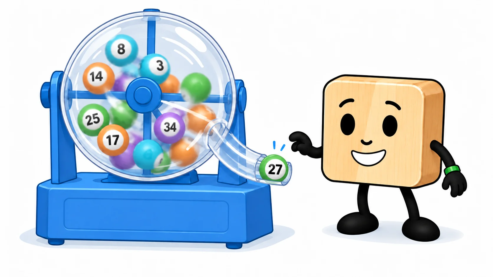 Una pallina numerata esce dall'urna del lotto mentre le altre girano ancora nella sfera