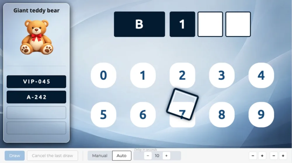 Give out prizes with a digit-by-digit reveal