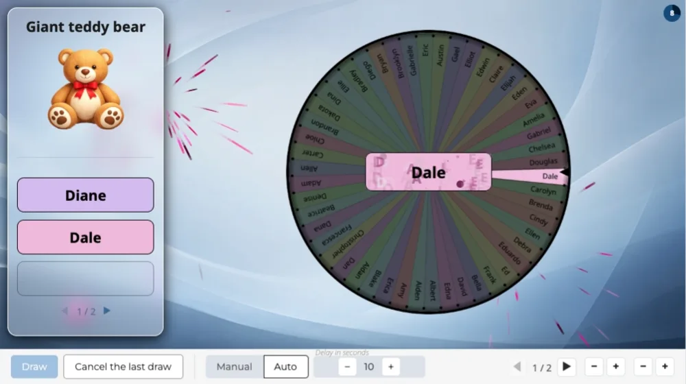 Give out prizes with a wheel of names