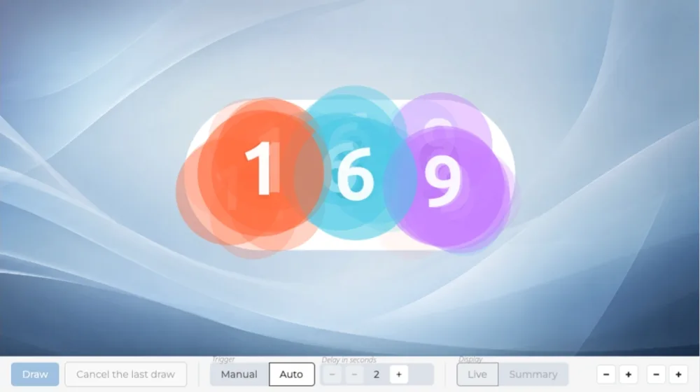 Continuous draw - number revealed by plucking
